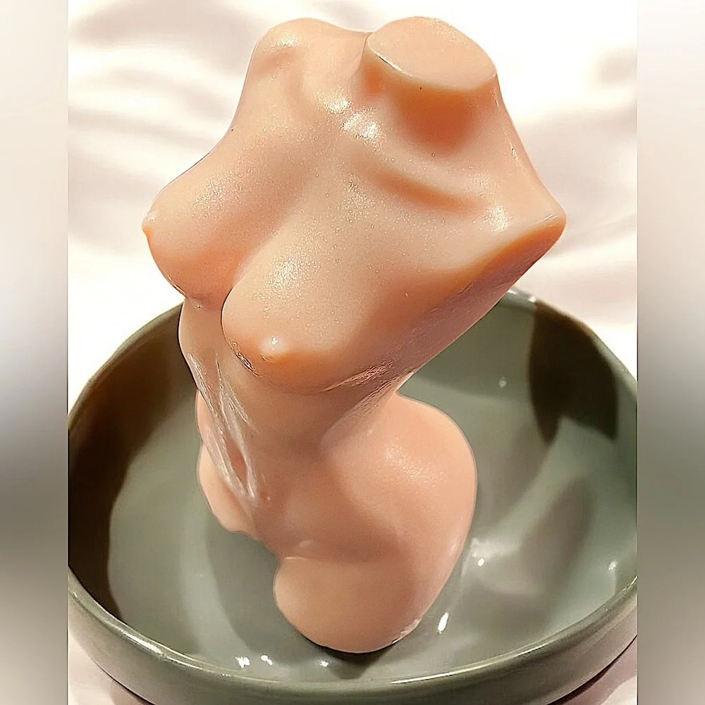 Vanilla sugar soap Torso WITH SHIMMER 4x2in 5oz Shea butter & coconut oil